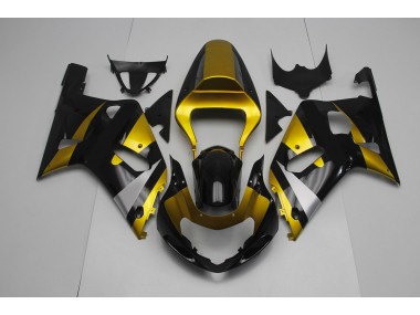 2001-2003 Gloss Black and Gold Suzuki GSXR 600-750 Motorcycle Fairings