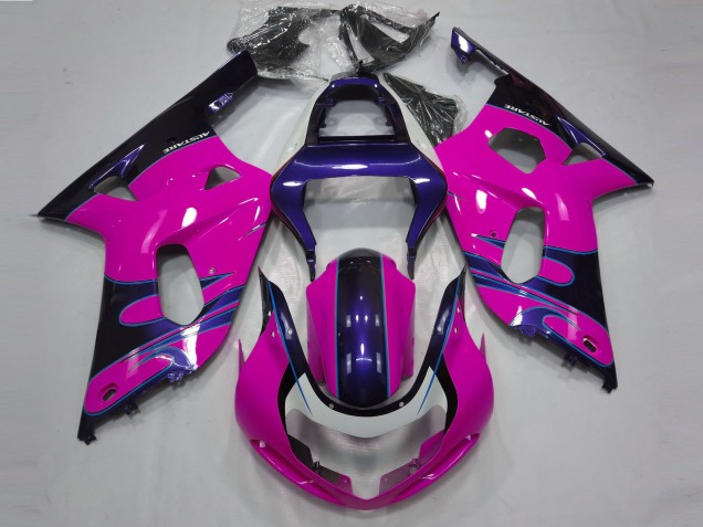 2001-2003 Gloss Pink and Blue Suzuki GSXR 600-750 Motorcycle Fairings 2001-2003 Gloss Pink and Blue Suzuki GSXR 600-750 Motorcycle Fairings