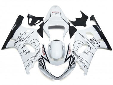 2001-2003 Gloss White Corona and Black Suzuki GSXR 600-750 Motorcycle Fairings