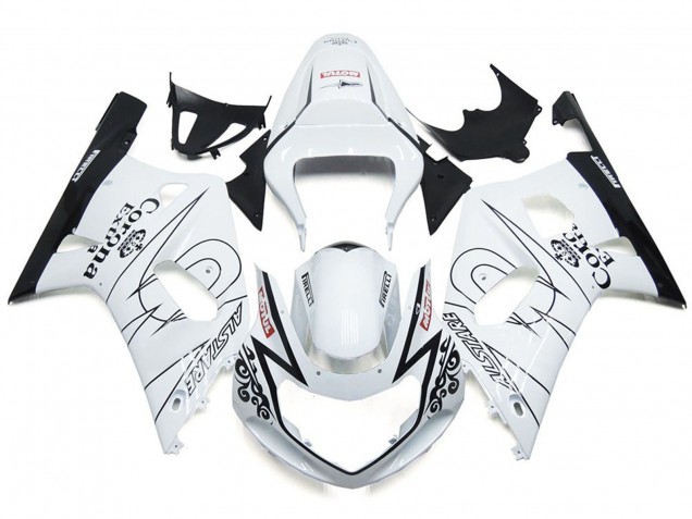 2001-2003 Gloss White Corona and Black Suzuki GSXR 600-750 Motorcycle Fairings 2001-2003 Gloss White Corona and Black Suzuki GSXR 600-750 Motorcycle Fairings