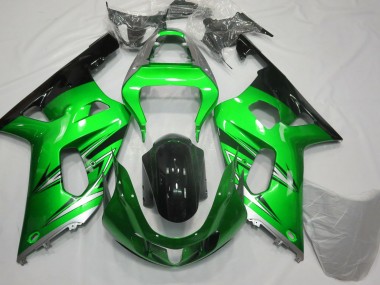 2001-2003 Green and Silver Suzuki GSXR 600-750 Motorcycle Fairings
