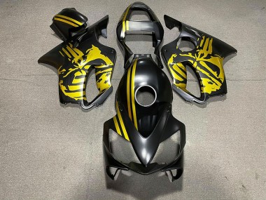 2001-2003 Matte Black & Gold Skull Honda CBR600 F4i Motorcycle Fairings