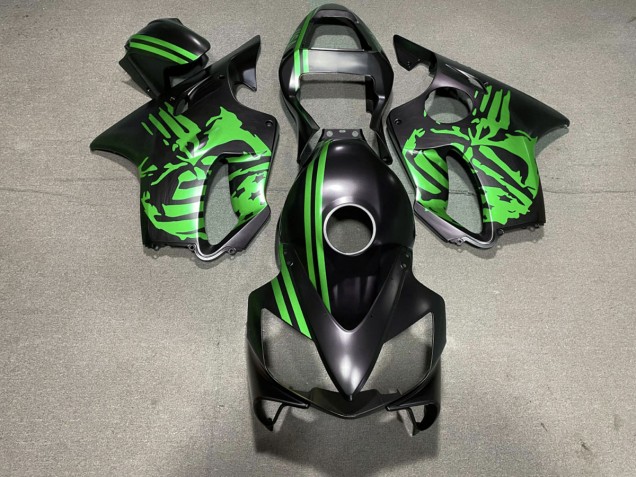 2001-2003 Matte Black & Green Skull Honda CBR600 F4i Motorcycle Fairings 2001-2003 Matte Black & Green Skull Honda CBR600 F4i Motorcycle Fairings
