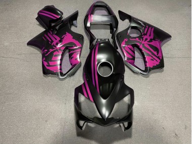 2001-2003 Matte Black & Pink Skull Honda CBR600 F4i Motorcycle Fairings