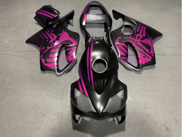 2001-2003 Matte Black & Pink Skull Honda CBR600 F4i Motorcycle Fairings 2001-2003 Matte Black & Pink Skull Honda CBR600 F4i Motorcycle Fairings
