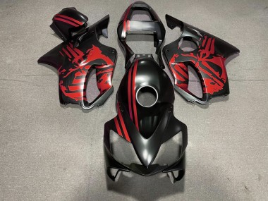 2001-2003 Matte Black & Red Skull Honda CBR600 F4i Motorcycle Fairings