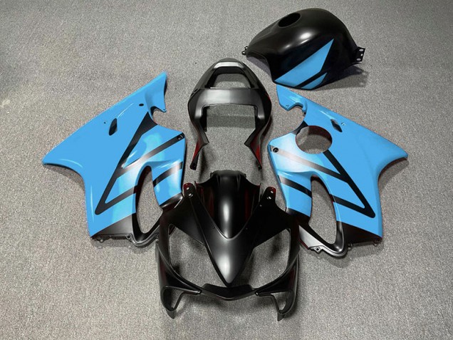 2001-2003 Matte Black and Light Blue Honda CBR600 F4i Motorcycle Fairings 2001-2003 Matte Black and Light Blue Honda CBR600 F4i Motorcycle Fairings