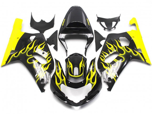 2001-2003 Vibrant Yellow Flame Suzuki GSXR 600-750 Motorcycle Fairings 2001-2003 Vibrant Yellow Flame Suzuki GSXR 600-750 Motorcycle Fairings