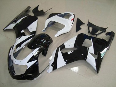 2001-2003 White and Black Suzuki GSXR 600-750 Motorcycle Fairings