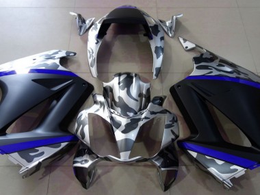 2002-2012 Gray Camouflage & Blue Honda VFR800 Motorcycle Fairings