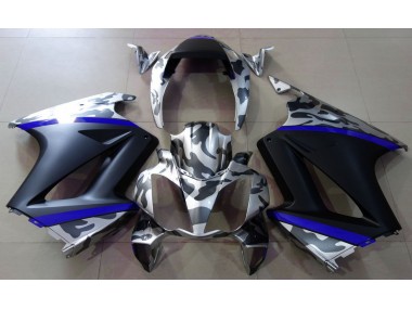 2002-2012 Gray Camouflage & Blue Honda VFR800 Motorcycle Fairings