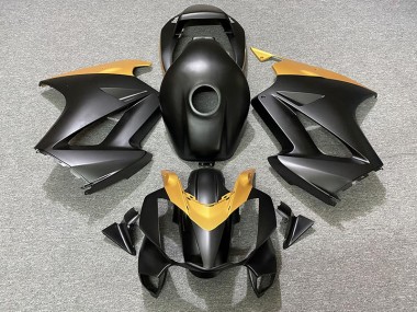 2002-2012 Matte Black & Gold Honda VFR800 Motorcycle Fairings