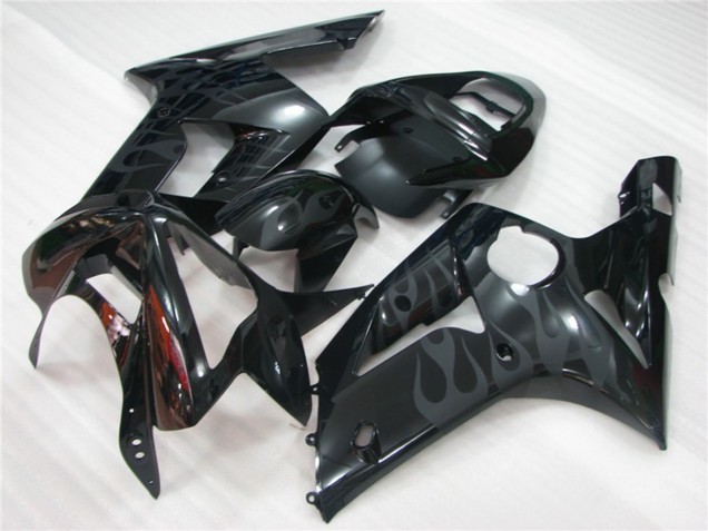 2003-2004 Black Flame Kawasaki ZX6R Motorcycle Fairings 2003-2004 Black Flame Kawasaki ZX6R Motorcycle Fairings