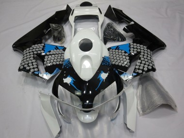 2003-2004 Blue White and Black Splatter Honda CBR600RR Motorcycle Fairings