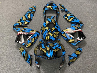 2003-2004 Blue and Gold Camo Honda CBR600RR Motorcycle Fairings