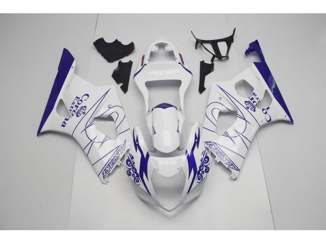 2003-2004 Blue and White Corona Suzuki GSXR 1000 Motorcycle Fairings 2003-2004 Blue and White Corona Suzuki GSXR 1000 Motorcycle Fairings