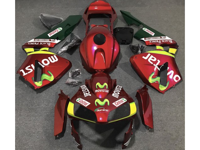 2003-2004 Deep Red Movistar Honda CBR600RR Motorcycle Fairings 2003-2004 Deep Red Movistar Honda CBR600RR Motorcycle Fairings