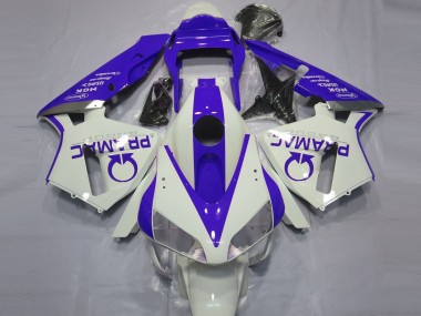 2003-2004 Gloss White and Blue PRAMAC Honda CBR600RR Motorcycle Fairings