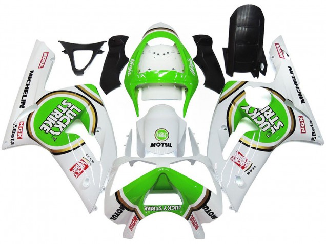 2003-2004 Green Lucky Strike Gloss Kawasaki ZX6R Motorcycle Fairings 2003-2004 Green Lucky Strike Gloss Kawasaki ZX6R Motorcycle Fairings