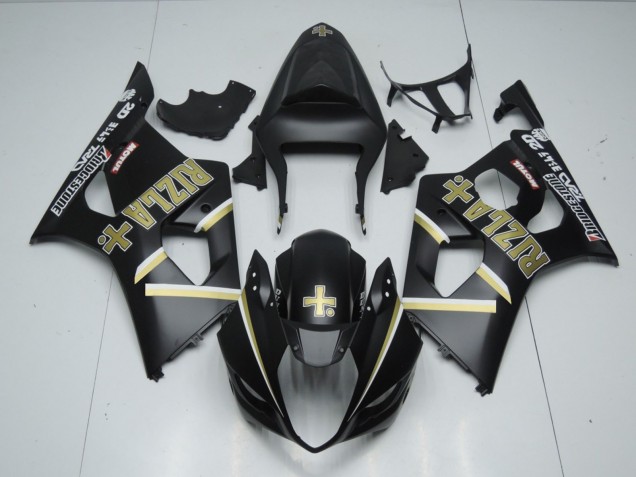 2003-2004 Matte Black Rizla + Suzuki GSXR 1000 Motorcycle Fairings 2003-2004 Matte Black Rizla + Suzuki GSXR 1000 Motorcycle Fairings