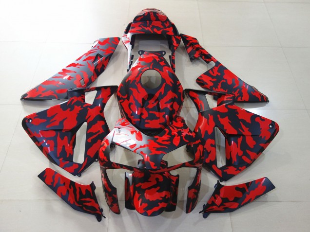 2003-2004 Matte Black and Red Camo Honda CBR600RR Motorcycle Fairings 2003-2004 Matte Black and Red Camo Honda CBR600RR Motorcycle Fairings