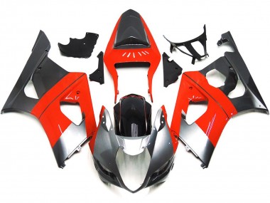 2003-2004 Plain Red and Silver Suzuki GSXR 1000 Motorcycle Fairings