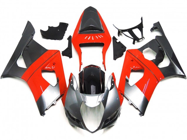 2003-2004 Plain Red and Silver Suzuki GSXR 1000 Motorcycle Fairings 2003-2004 Plain Red and Silver Suzuki GSXR 1000 Motorcycle Fairings