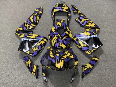 2003-2004 Purple and Yellow Camo Honda CBR600RR Motorcycle Fairings