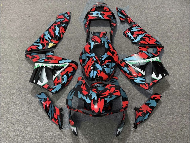 2003-2004 Red and Blue Camo Honda CBR600RR Motorcycle Fairings 2003-2004 Red and Blue Camo Honda CBR600RR Motorcycle Fairings