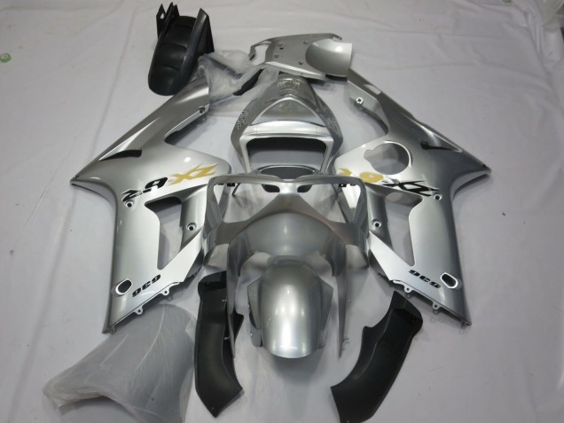 2003-2004 Silver OEM Style Kawasaki ZX6R Motorcycle Fairings 2003-2004 Silver OEM Style Kawasaki ZX6R Motorcycle Fairings