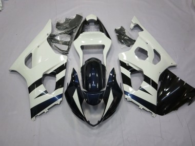 2003-2004 White and Black Suzuki GSXR 1000 Motorcycle Fairings