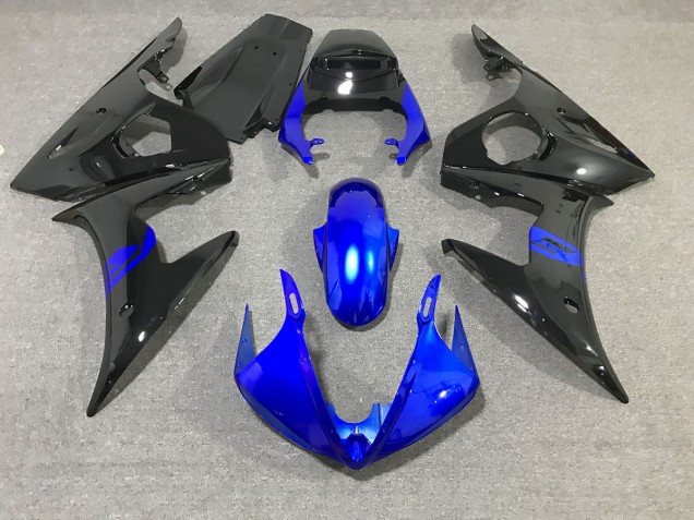 2003-2005 Black and Blue Gloss Yamaha R6 Motorcycle Fairings 2003-2005 Black and Blue Gloss Yamaha R6 Motorcycle Fairings