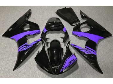 2003-2005 Gloss Black and Purple Yamaha R6 Motorcycle Fairings