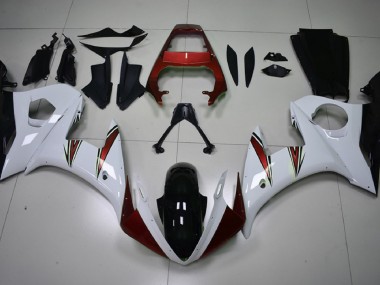 2003-2005 Gloss White & Red Accents Yamaha R6 Motorcycle Fairings