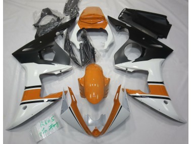 2003-2005 Gloss White and Orange Yamaha R6 Motorcycle Fairings