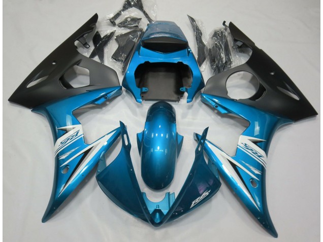 2003-2005 Light Blue & White Yamaha R6 Motorcycle Fairings 2003-2005 Light Blue & White Yamaha R6 Motorcycle Fairings