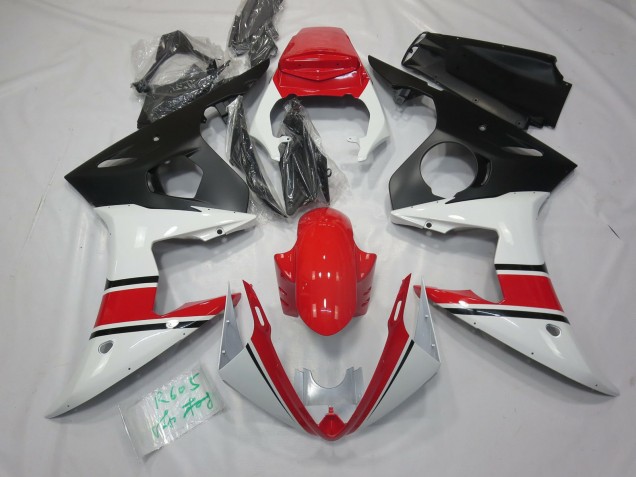 2003-2005 White Red and Black Yamaha R6 Motorcycle Fairings
