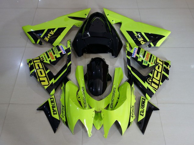 2004-2005 Custom High Viz Yellow Kawasaki ZX10R Motorcycle Fairings 2004-2005 Custom High Viz Yellow Kawasaki ZX10R Motorcycle Fairings
