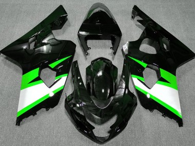2004-2005 Gloss Black & Green Suzuki GSXR 600-750 Motorcycle Fairings