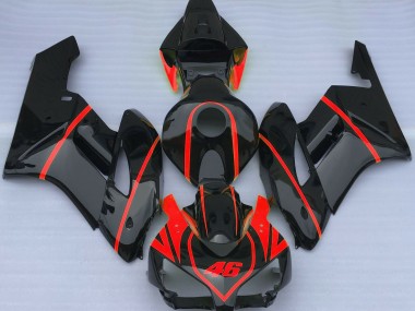 2004-2005 Gloss Black & Red Honda CBR1000RR Motorcycle Fairings