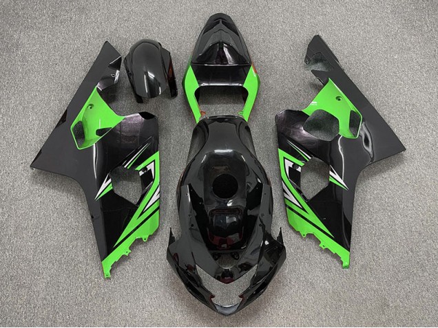 2004-2005 Gloss Black and Green Suzuki GSXR 600-750 Motorcycle Fairings 2004-2005 Gloss Black and Green Suzuki GSXR 600-750 Motorcycle Fairings