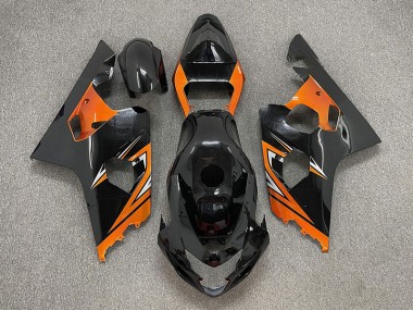2004-2005 Gloss Black and Orange Suzuki GSXR 600-750 Motorcycle Fairings