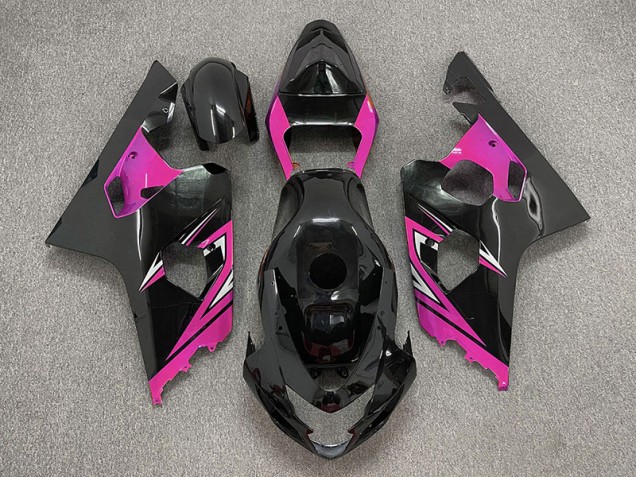 2004-2005 Gloss Black and Pink Suzuki GSXR 600-750 Motorcycle Fairings 2004-2005 Gloss Black and Pink Suzuki GSXR 600-750 Motorcycle Fairings
