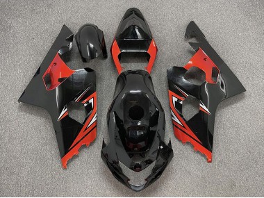 2004-2005 Gloss Black and Red Suzuki GSXR 600-750 Motorcycle Fairings