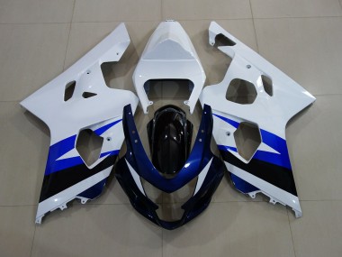 2004-2005 Gloss White & Deep Blue Suzuki GSXR 600-750 Motorcycle Fairings