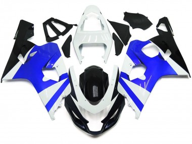 2004-2005 Gloss White and Gloss Blue Suzuki GSXR 600-750 Motorcycle Fairings