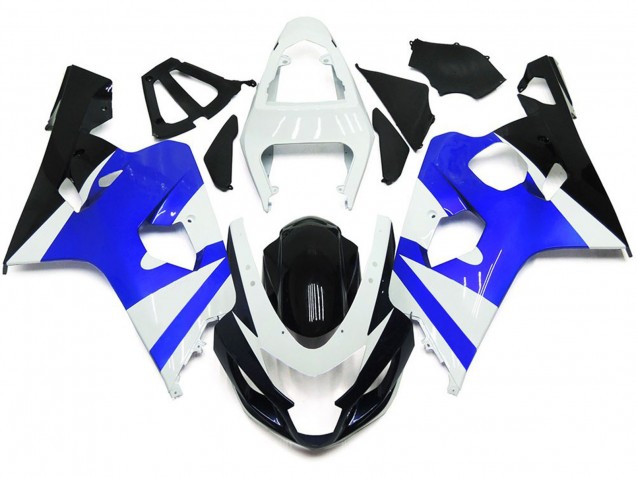 2004-2005 Gloss White and Gloss Blue Suzuki GSXR 600-750 Motorcycle Fairings 2004-2005 Gloss White and Gloss Blue Suzuki GSXR 600-750 Motorcycle Fairings