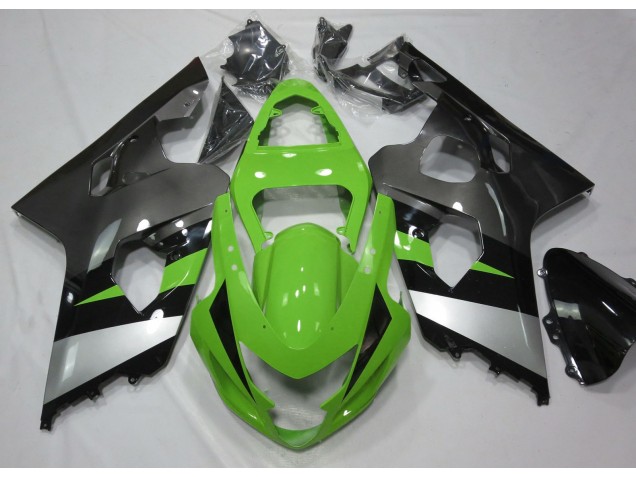 2004-2005 Green and Silver Suzuki GSXR 600-750 Motorcycle Fairings 2004-2005 Green and Silver Suzuki GSXR 600-750 Motorcycle Fairings