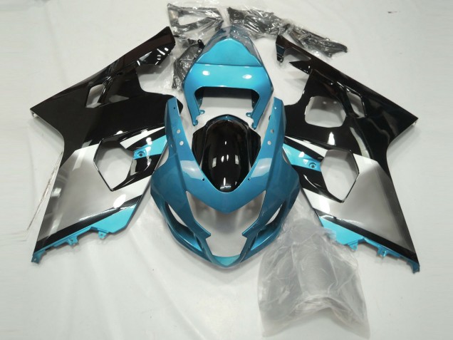 2004-2005 Light Blue Silver and Black Suzuki GSXR 600-750 Motorcycle Fairings 2004-2005 Light Blue Silver and Black Suzuki GSXR 600-750 Motorcycle Fairings