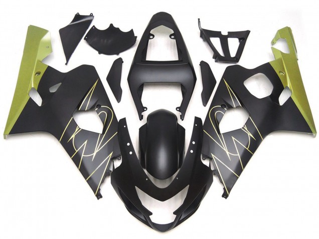 2004-2005 Matte Black and Gold Corona Custom Suzuki GSXR 600-750 Motorcycle Fairings 2004-2005 Matte Black and Gold Corona Custom Suzuki GSXR 600-750 Motorcycle Fairings